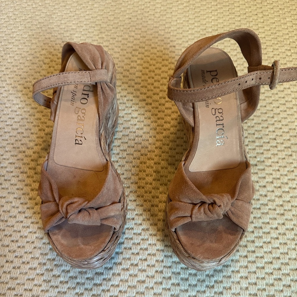 COPY - Pedro Garcia blush nude ultra suede platform wedge